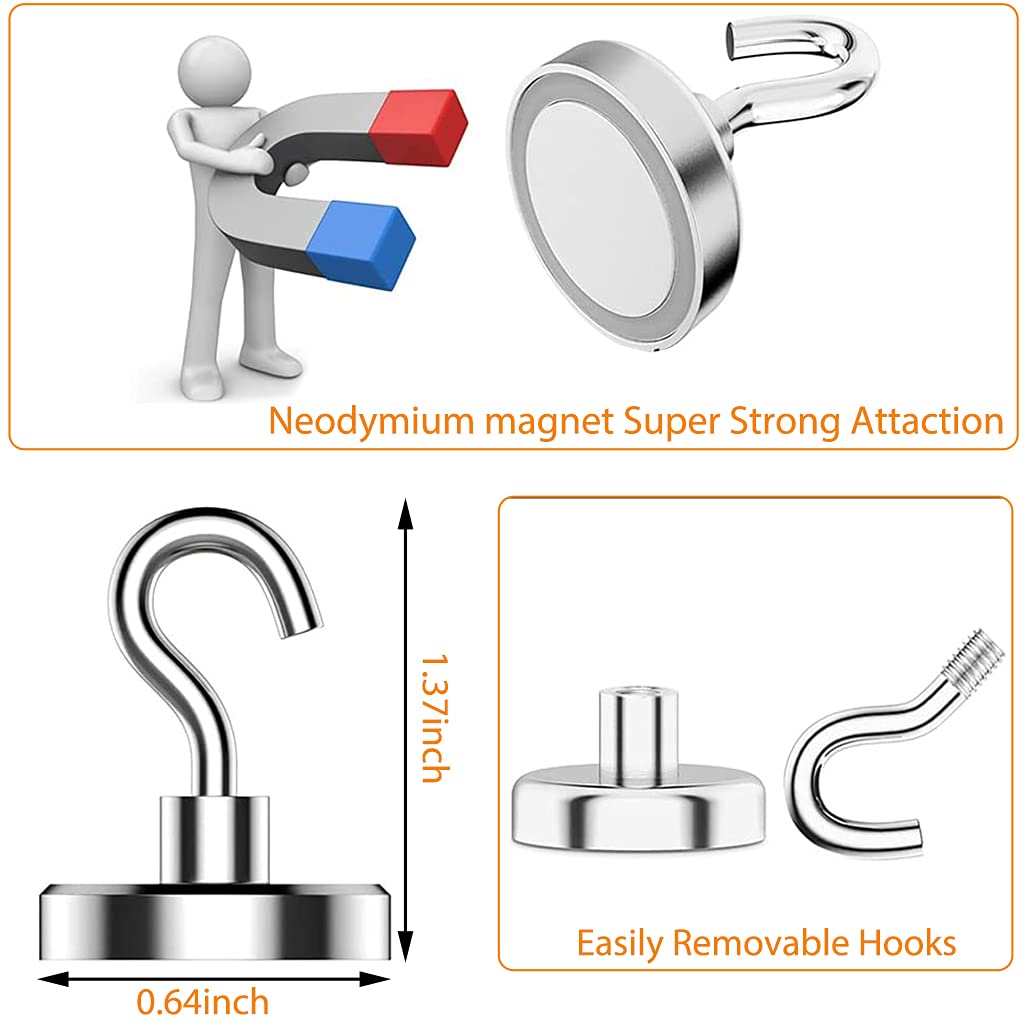 HASTHIP® Neodymium Magnets Powerful Hooks 6KG 13LBS for Fridge Heavy Duty Ceiling Hanger Towel Cup Wall White Pack of 10 Silver 3 PCS HASTHIP® Neodymium Magnets Powerful Hooks 6KG 13LBS for Fridge Heavy Duty Ceiling Hanger Towel Cup Wall White Pack of 10 Silver 3 PCS
